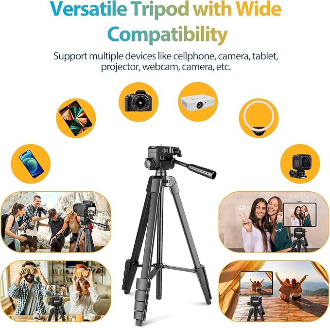Aureday Phone Tripod Stand, 64” Extendable Cell Phone&Camera Tripod - Image 6
