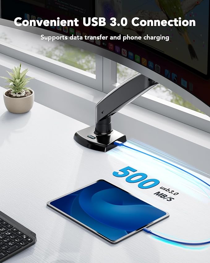 HUANUO Single Monitor Arm for 40 inch Screens, Ultrawide Computer Monitor Mount - Image 4