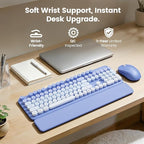 Wireless Keyboard and Mouse Combo, Magnetic Soft-Touch Wrist Rest, Round Keycaps - Image 2