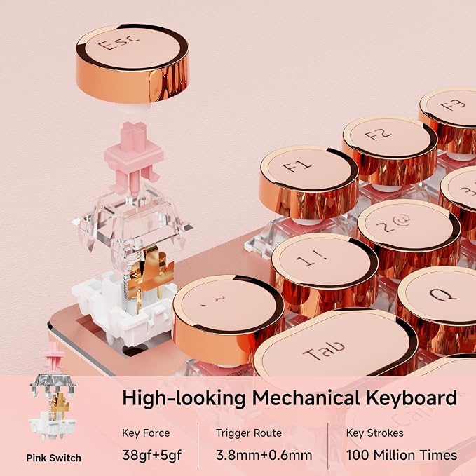 EWEADN Typewriter Style Mechanical Gaming Keyboard, Wired Mechanical Keyboards - Image 4