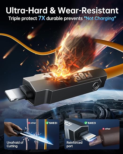 SHEZI Silicone 4 in 1 USB C Cable 60W 5FT Compatible - Image 7