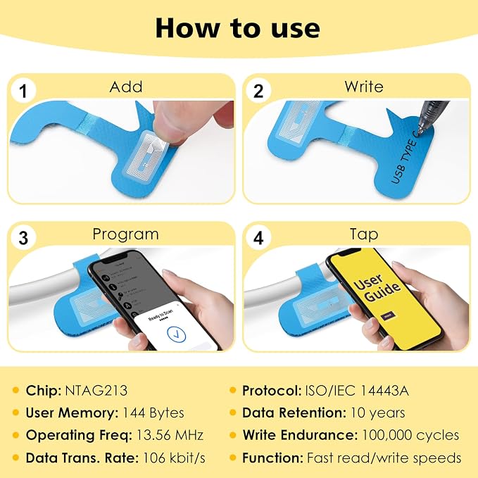 24 Set Smart NFC Cable Labels - Image 4