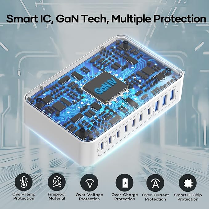 500W Charging Station for Multiple Devices, 10 Ports Charging Blocks for - Image 7