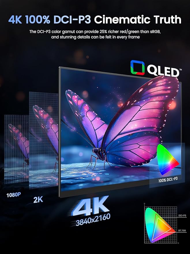 UPERFECT Portable Monitor 4K 120HZ QLED 17.3" | 0.1ms Gaming Monitor, 500 Nits - Image 5