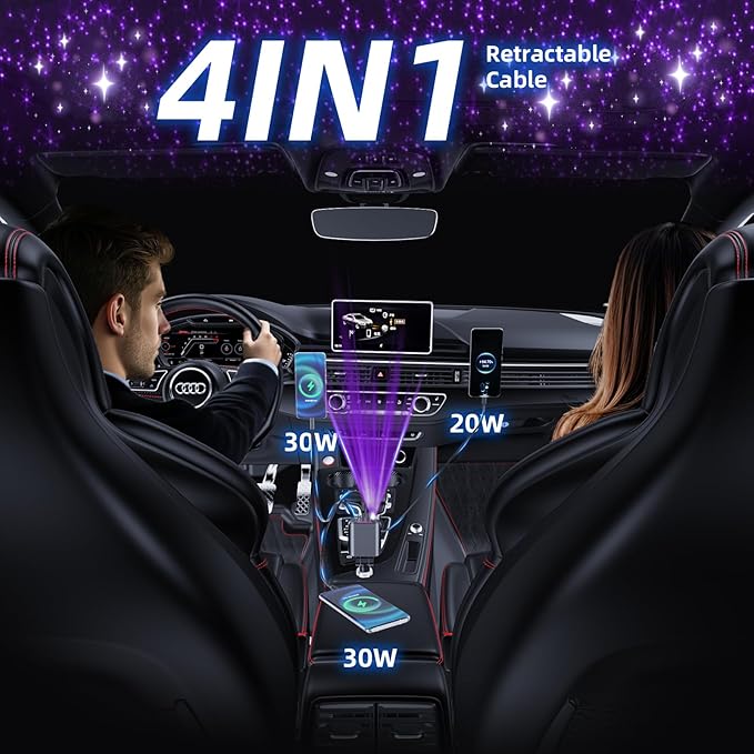 Retractable Car Charger with Starlight, Max 120W USB C Car Charger Adapter - Image 4