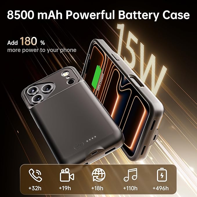 Battery Case for iPhone 17 Pro Max, Charging Case Charger 8500mAh Ultra-Slim - Image 3