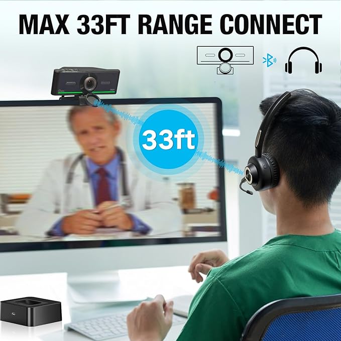 1080P Webcam with Mics, Auto Light Correction, USB Plug&Play, Privacy Cover - Image 4
