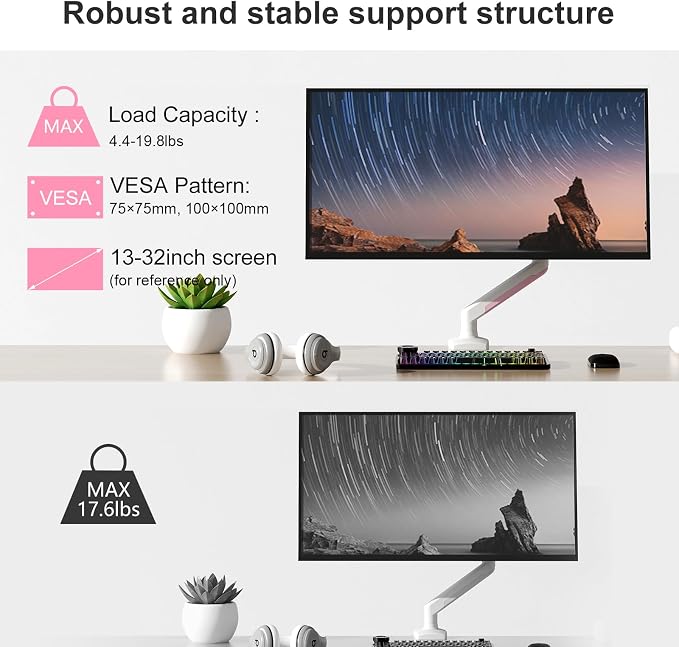 PHOLITEN Single Monitor Arm Fits 13-32 inch, 4.4-19.8lbs Screen, Fully - Image 5