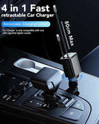 Retractable Car Charger, 4 in 1 Fast Car Charging 60W, Compatible - Image 6