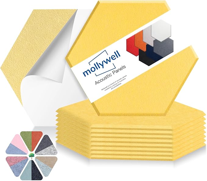 Mollywell Hexagon Acoustic Panels, High Density, Soundproofing, Decorative by Mollywell