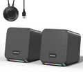 Computer Speakers, with 7 Colorful RGB Lights, Headphone Jack, Enhanced Bass by Uakinat