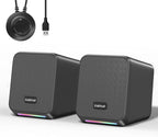 Computer Speakers, with 7 Colorful RGB Lights, Headphone Jack, Enhanced Bass by Uakinat