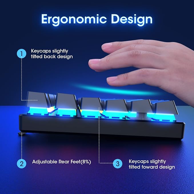 RisoPhy Mechanical Gaming Keyboard, RGB 104 Keys Ultra-Slim LED Backlit USB - Image 6