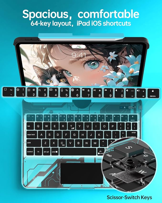 Intermerge Clear Keyboard Case for iPad Air 11", Air 5th/4th, Pro 11" 2022-2018 - Image 8