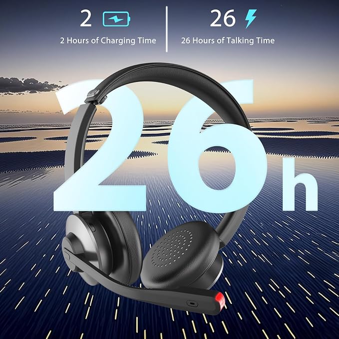 Wireless Headset with Mic for Work, Wireless Headphones with Mic & USB Dongle - Image 3
