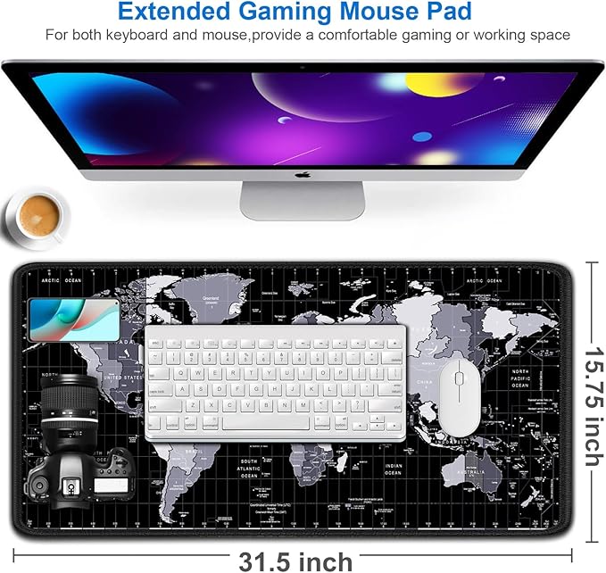Large Mouse Pad, 31.5x15.7 inch Large Extended Computer Keyboard Mouse Mat - Image 2
