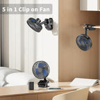 ATEngeus 4 in1 USB Fan, 8” Clip Fan, 10000mAh Rechargeable Table Fan, 5 Speeds - Image 3