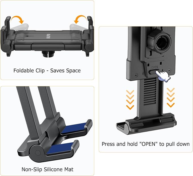 OHLPRO Tablet Wall Mount Holder 360° Rotating Adjustable Universal iPad Stand - Image 7