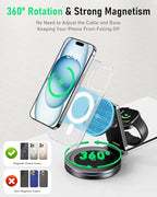 2025 Upgraded Qi2 Foldable 360º Rotatable Zinc Alloy 3 in 1 Magnetic Wireless - Image 4