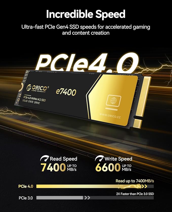 ORICO 1TB NVMe SSD PCIe 4.0- Up to 7400MB/s, M.2 2280 PCIe 4.0X4 Internal Solid - Image 2