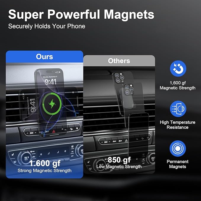15W Magnetic Car Mount Wireless Charger - Image 4