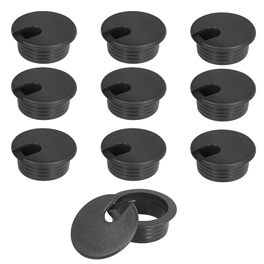 1-1/2" Black Desk Grommet，JTemgle Plastic Cable Hole Cover Computer Table Cord by JTemgle