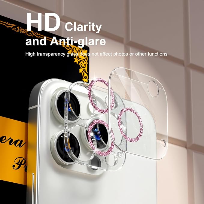 beuxece for 6 Pack iPhone 16 Pro/iPhone 16 Pro Max Camera Lens Protector 9H - Image 7