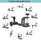 iPhone Mount for Desk/Table/Rod/Kitchen Cabinet, 360°Adjustable Aluminum Alloy - Image 4