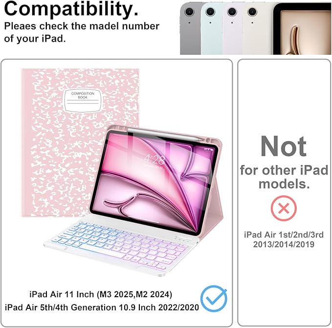 Supveco Keyboard Case for iPad Air 11 Inch, iPad Air 5th/4th Generation - Image 3