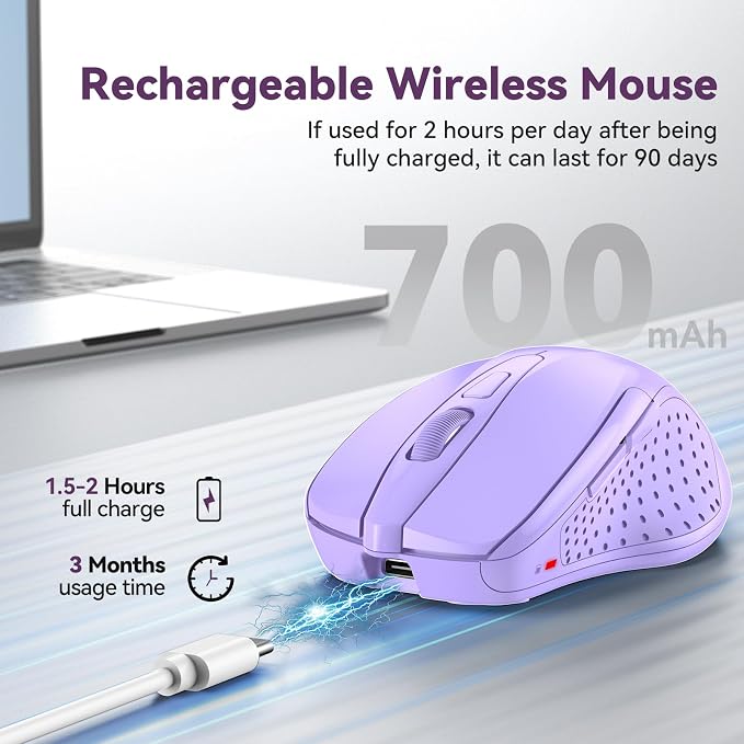 Bluetooth Mouse Rechargeable Wireless Mouse, 4800 DPI Optical Tracking - Image 6
