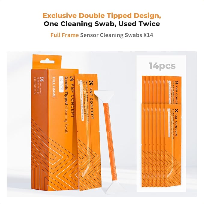 K&F Concept 14pcs Double Tipped 24mm APS Full Frame Sensor Cleaning Swab - Image 2