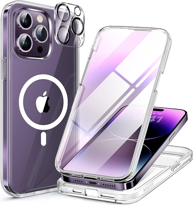 Miracase Magnetic for iPhone 14 Pro Case 6.1 inch, Upgrade Full-Body Clear by Miracase