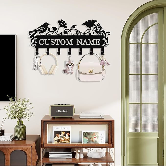 Personalized Bird Key Holder Wall Mount, Custom Metal Key Rack Key Holder - Image 2