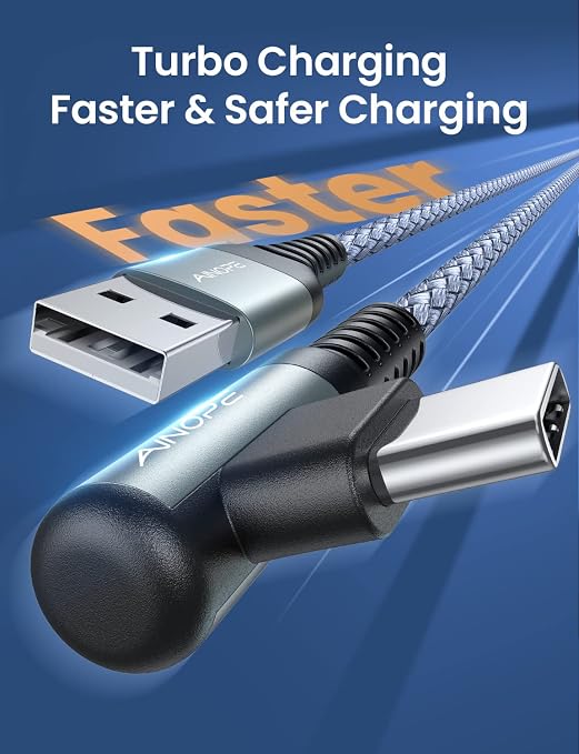 AINOPE USB C Charger 5-Pack 3.1A Fast Charging, Right Angle, Nylon Braided - Image 5
