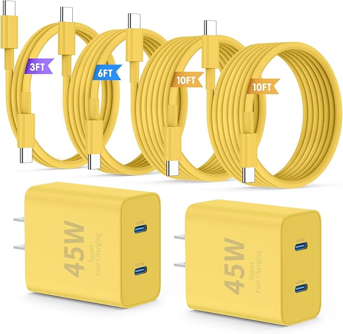 iPhone 16 15 Pro Max Charger Fast Charging, 45W Dual Port USB C Fast Charger by QZIIW