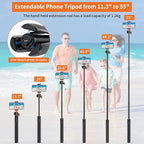 VRIG TP16 Camera Tripod, 55 inch Extendable Phone Selfie Stick Camera Tripod - Image 3