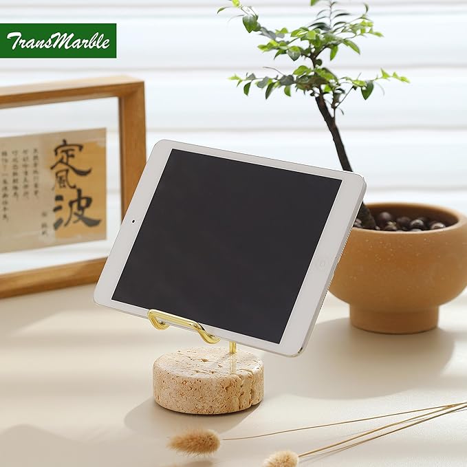 Marble Phone Stand with Metal Holder, Charging Available While Using, Swipe Up - Image 3
