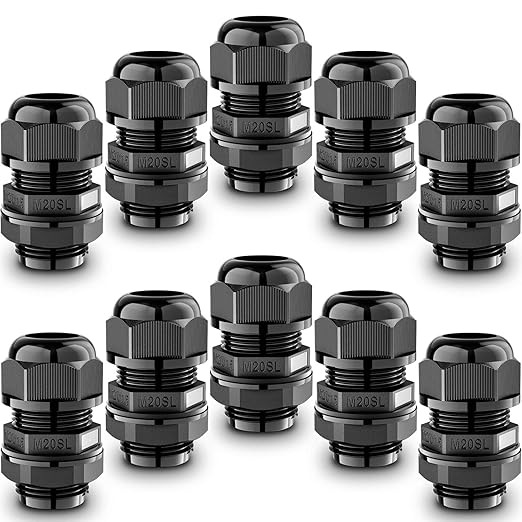 QILIPSU 10pcs M20SL Long Thread Cable Gland Waterproof IP68 Nylon Strain Relief by QILIPSU