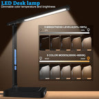 Smart Desk Lamp with Dual USB Charging & 2 AC Outlets, Digital Clock, - Image 2