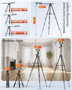 73"-Phone-Tripod-with-Horizontal-Overhead, Selfie Stick/Tall Travel Stand - Image 3