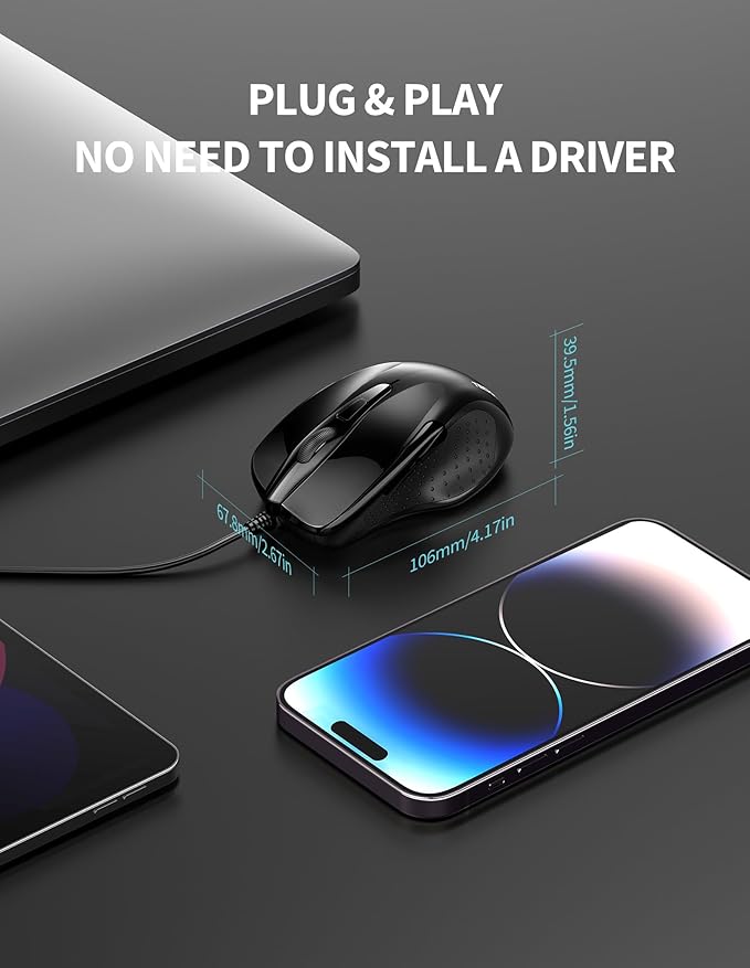 TECKNET USB Wired Mouse, 6-Button Corded Mouse - Image 6