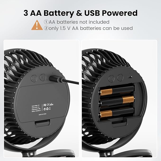 Shinebella AA Battery Powered Clip on Fan - Image 2