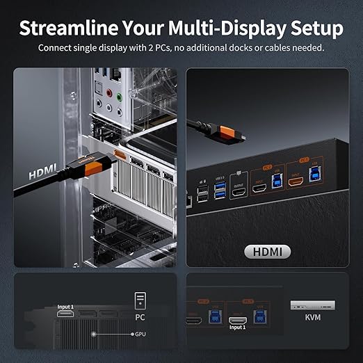 TESmart 8K@60Hz HDMI KVM Switch 2 Computers 1 Monitor, USB 3.0 HDMI KVM Switch - Image 3