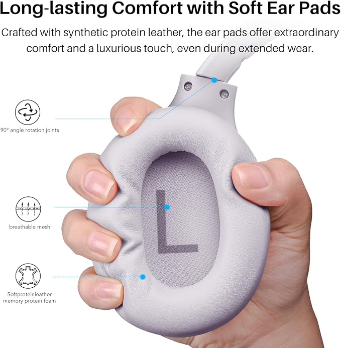 TOZO HT2 Hybrid Active Noise Cancelling Headphones, Wireless Over Ear Bluetooth - Image 7
