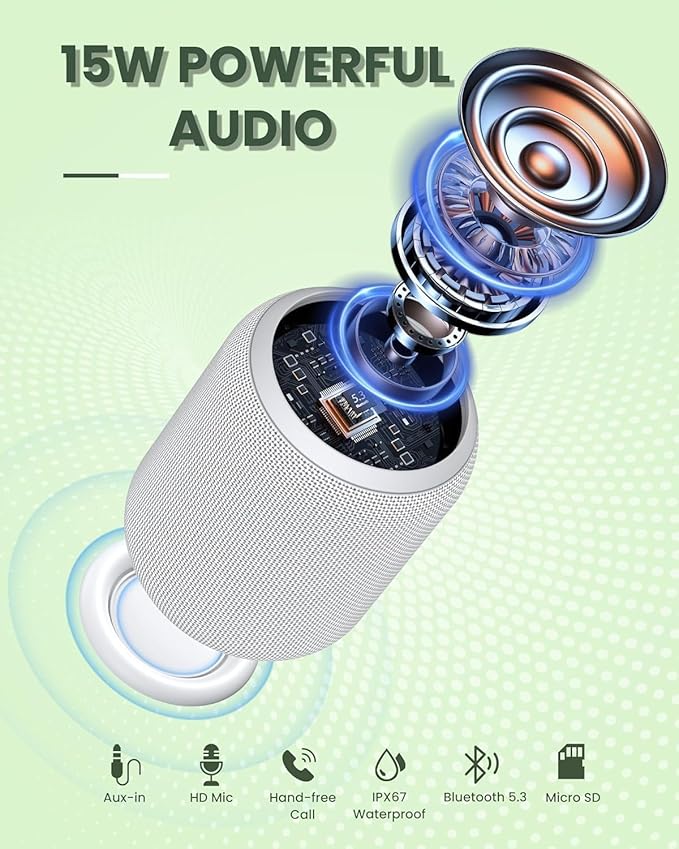 NOTABRICK Bluetooth Speakers, 15W Portable Speakers Bluetooth Wireless V5.0 - Image 2