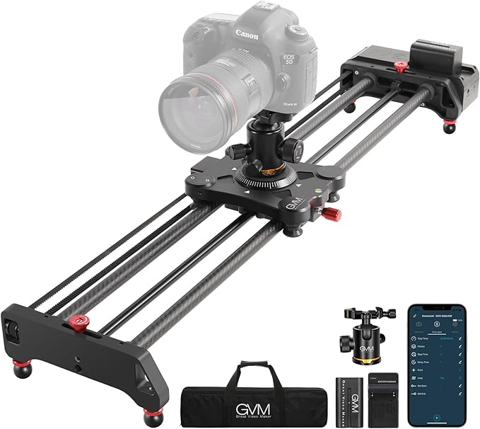 GVM Motorized Camera Slider, Motorized Time Lapse and Video Shot Follow Focus by GVMGreatVideoMaker