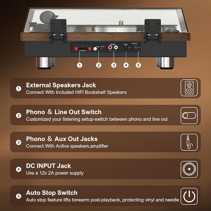 Wohome Vinyl Record Player - Image 5