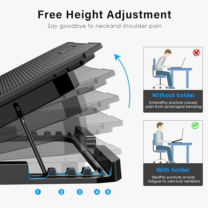 Laptop Cooling Pad, Laptop Cooler 6 Quiet Fans - Image 3