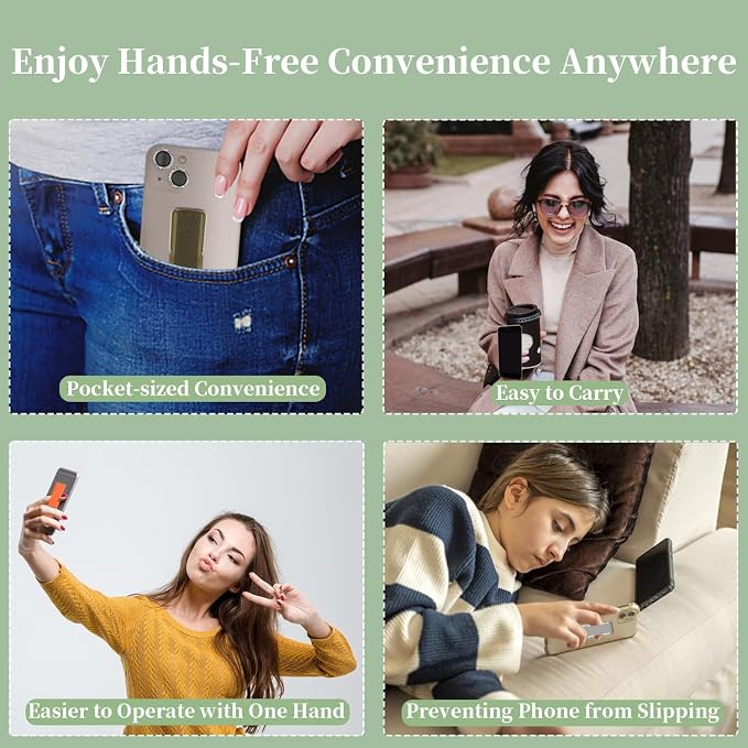 Phone Grip Strap Holder, 4 Pack Adhesive Flat Cellphone Stand Handle Kickstand - Image 2