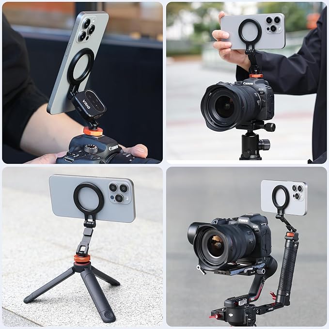 VRIG MG-28 Magnetic Phone Tripod Mount, 1/4" Thread Cold Shoe 360° Rotation - Image 7
